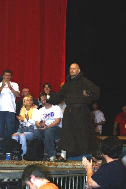 John Renken cornering a fight in monk's robe